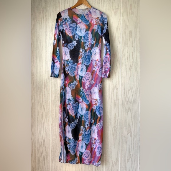 Swim Summer Beach Floral Print Split Thigh Cover Up Size M EUC - Picture 5 of 7